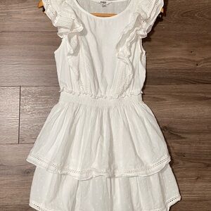 BB Dakota Steve Madden White Tiered Eyelet Ruffle Mini Dress